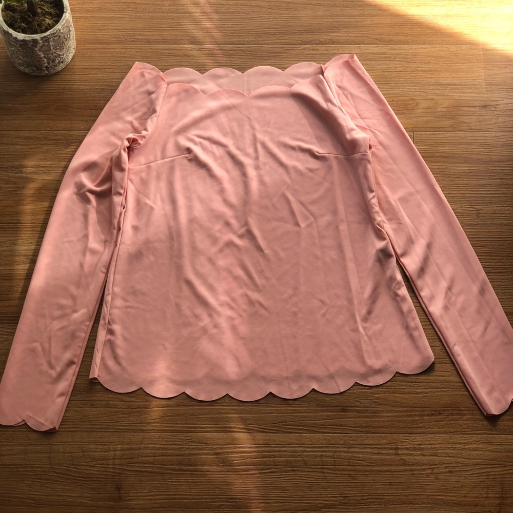 Pink Scalloped Off-Shoulder Top